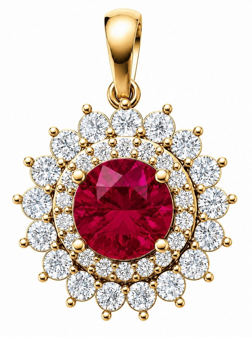 LG - 14K 3.23CT D-PENDANT LDS RDS CERTIFIED RUBY RED 0.91